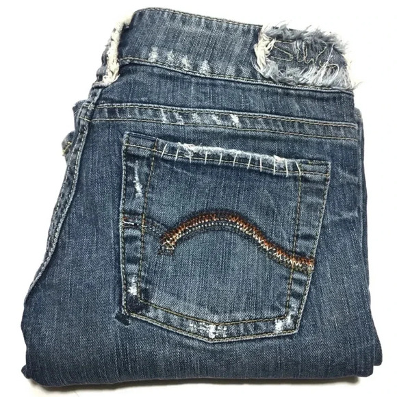 LAST CALL Silver Jeans Bolt Bootcut Jeans Women’s Size 27 Blue Patchwork Boho - Picture 1 of 15